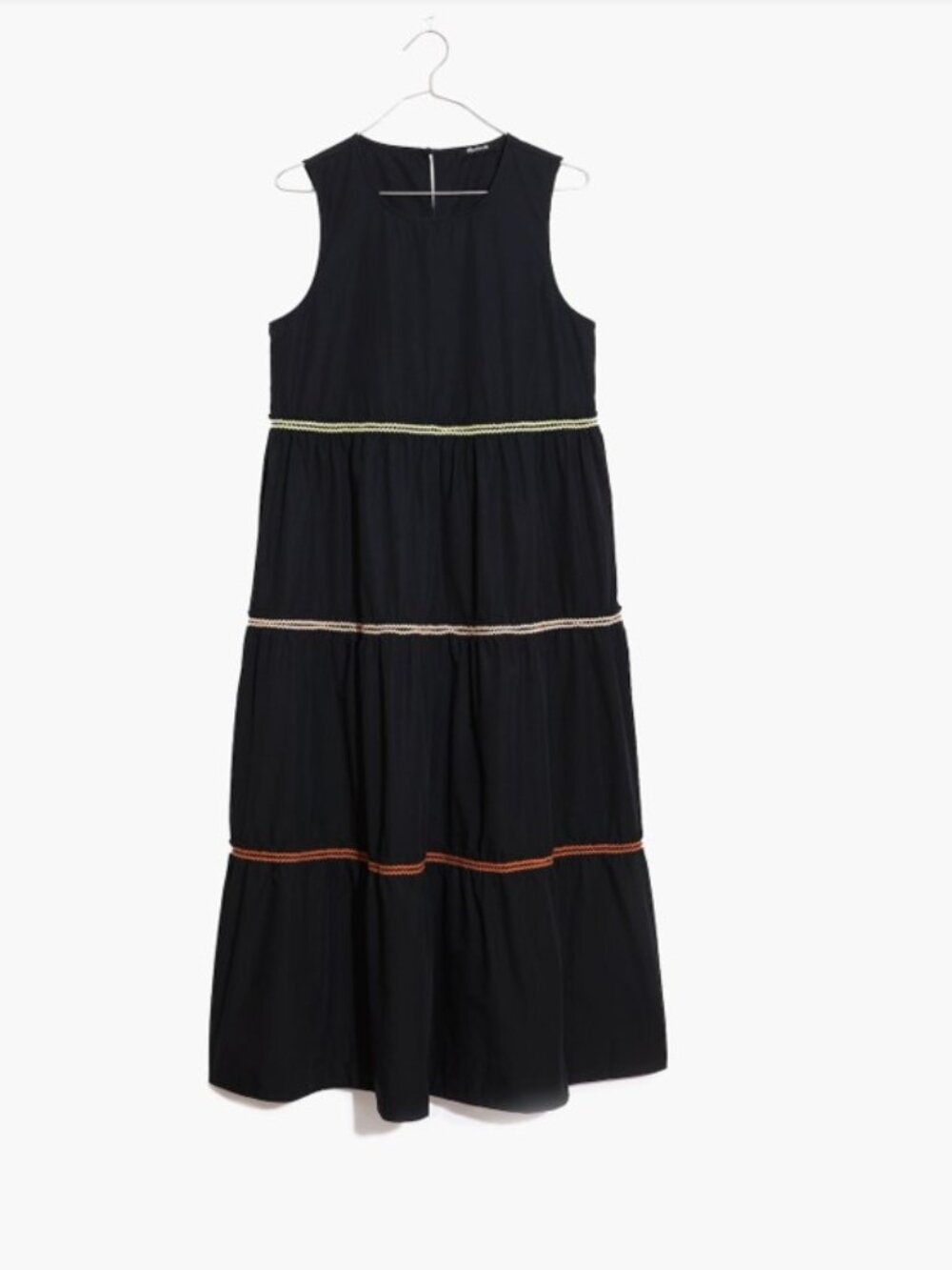 Madewell Women's Dress Rickrack Cattail Tiered Black Dress Size XS